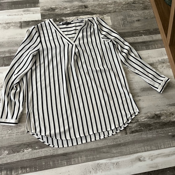 Women’s White and Black Striped Blouse - Picture 1 of 3